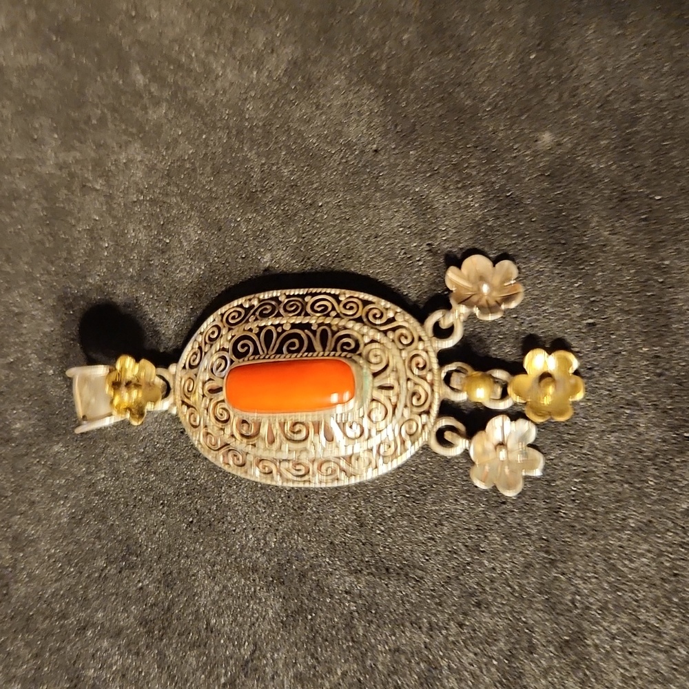 Coral & Sterling Pendant